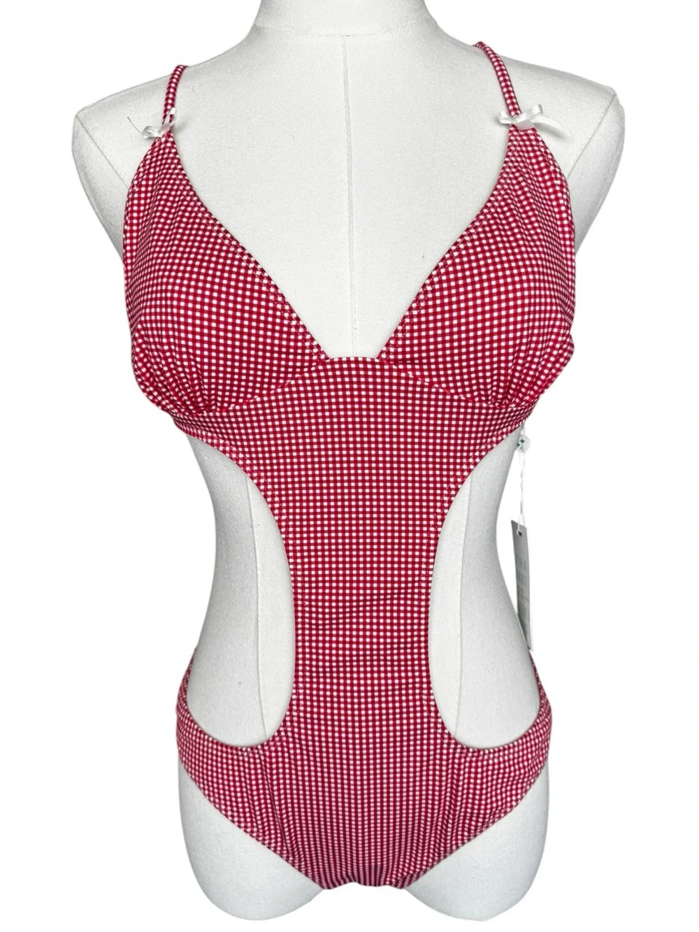 NWT Frankies Bikini Cruise Monokini One Piece Swimsuit in Ladybug Gingham XL